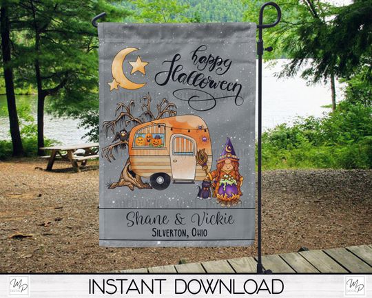 Happy Halloween Camping Garden Flag Sublimation Design, Patio Decor