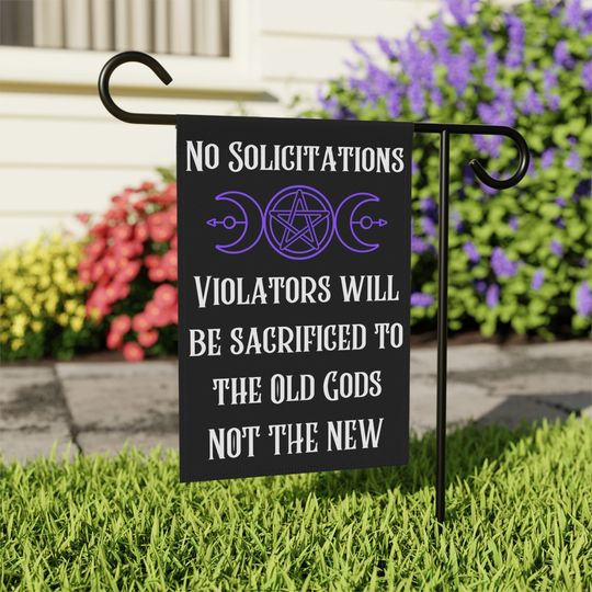 No Soliciting Garden Flag, Witchy Pagan Design, Full Moon Yard Decor