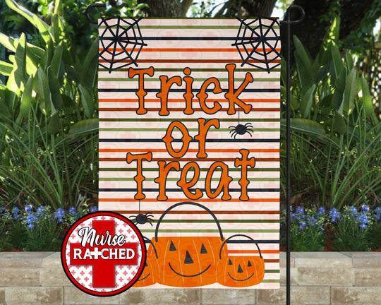 Trick or Treat, Halloween Garden Flag  , Sublimation Design,