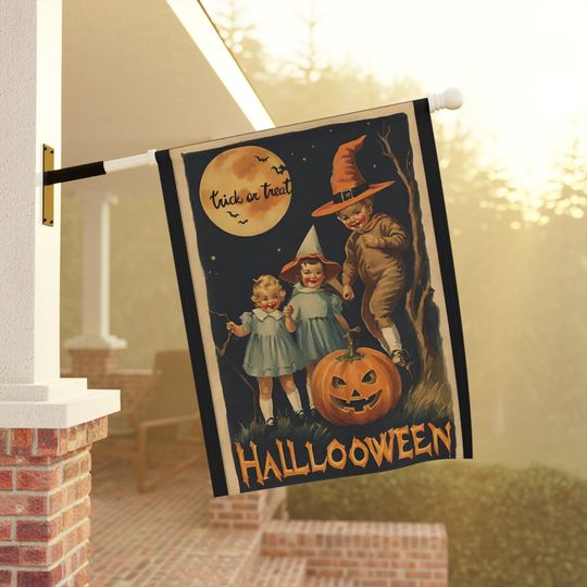 Vintage Halloween Garden Flag, Halloween Flag, Fall Yard Decor