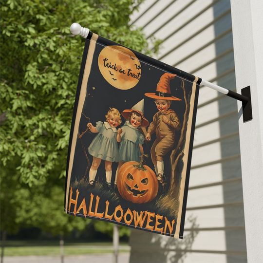 Vintage Halloween Garden Flag, Halloween Flag, Fall Yard Decor