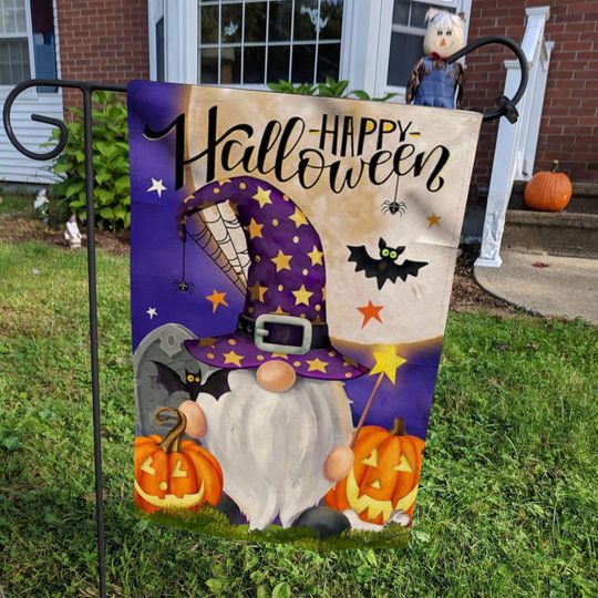 Double Sided Solar LED Halloween Yard Flag, Small Halloween Yard Flag