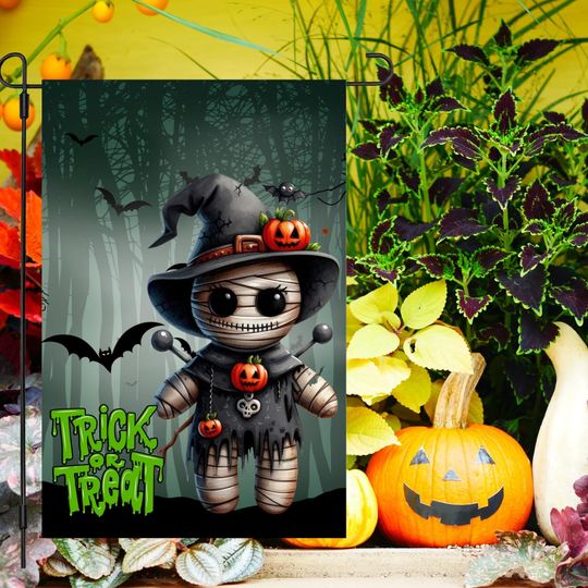 Halloween Garden Flag Sublimation Design-digital download, Fall Flag Garden Decor