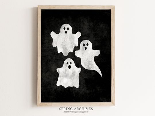 Ghosts Printable Wall Art, Halloween Art Print