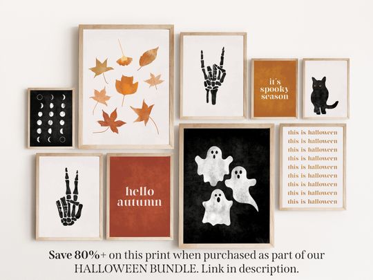 Ghosts Printable Wall Art, Halloween Art Print