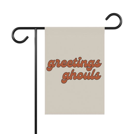 Halloween Garden Flag - Greetings Ghouls, Retro Style