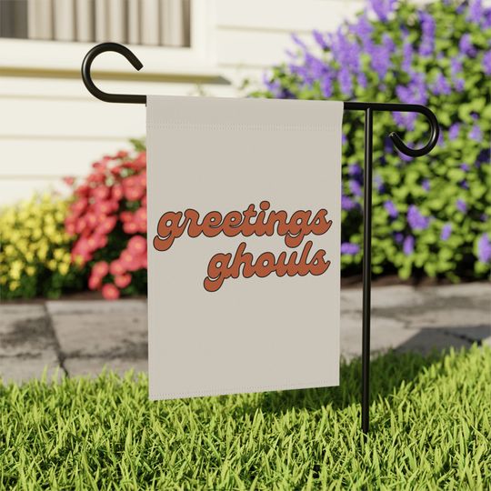 Halloween Garden Flag - Greetings Ghouls, Retro Style