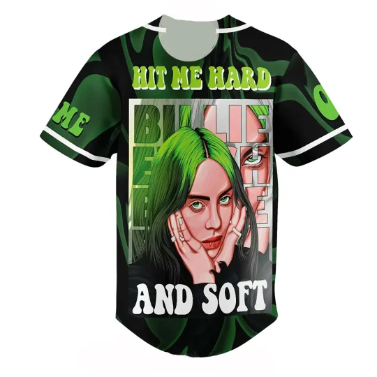 Billie Eilish Customized Baseball Jersey: Hit Me Hard And Soft