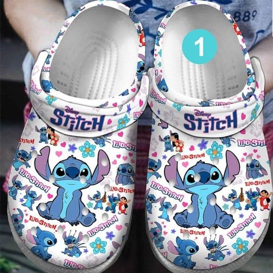 Personalized Lilo Stitch Crocband Clogs Shoes, Clog Shoes For Mini Kids