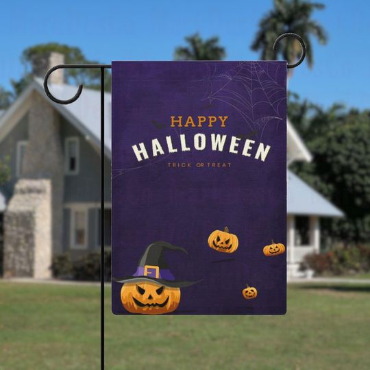 Jack-O'-Lantern Halloween Garden Flag, Pumpkin Flag, Fall Yard Decor