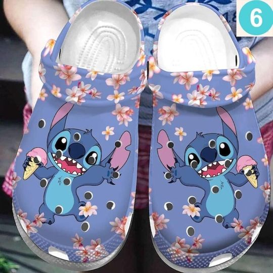 Personalized Lilo Stitch Crocband Clogs Shoes, Clog Shoes For Mini Kids