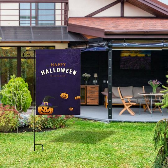 Jack-O'-Lantern Halloween Garden Flag, Pumpkin Flag, Fall Yard Decor