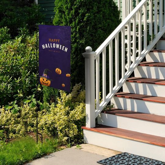 Jack-O'-Lantern Halloween Garden Flag, Pumpkin Flag, Fall Yard Decor