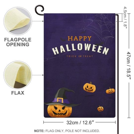 Jack-O'-Lantern Halloween Garden Flag, Pumpkin Flag, Fall Yard Decor