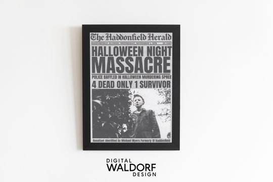 Michael Myers 1978 Halloween Night Massacre Newspaper Poster