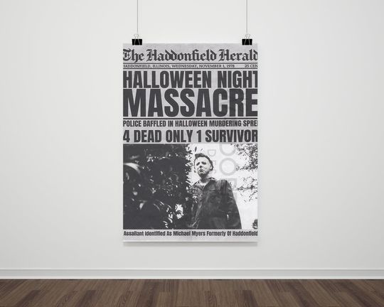 Michael Myers 1978 Halloween Night Massacre Newspaper Poster