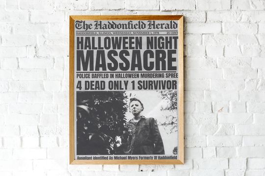 Michael Myers 1978 Halloween Night Massacre Newspaper Poster