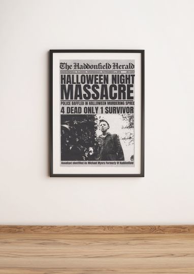 Michael Myers 1978 Halloween Night Massacre Newspaper Poster