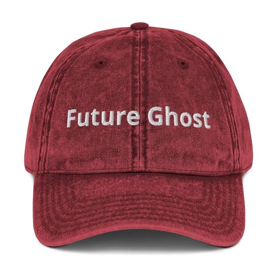 Future Ghost embroidered Vintage Cotton Twill Cap, Halloween Hat, Funny Hat