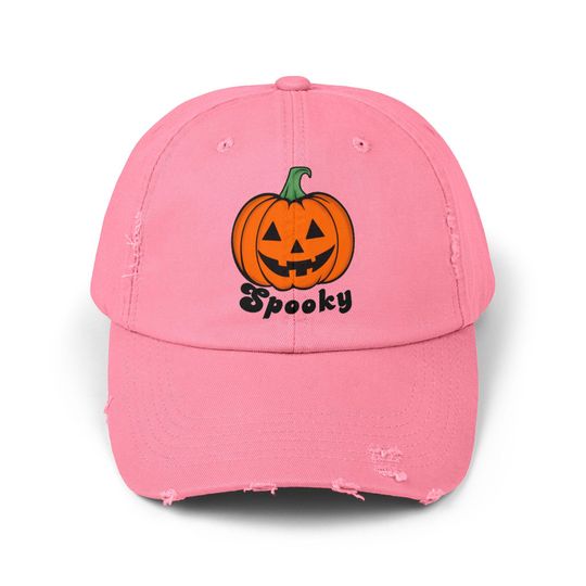 Retro Spooky Pumpkin Hat, Distressed Halloween Baseball Cap