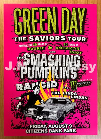 Green Day 2024 Unique Dated Show Poster