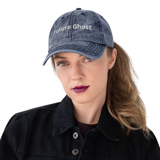 Future Ghost embroidered Vintage Cotton Twill Cap, Halloween Hat, Funny Hat