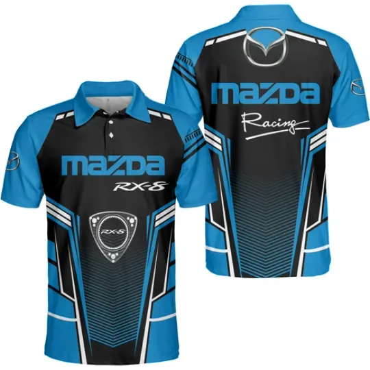Personalized Mazda RX8 Racing Logo Racing Blue Polo Shirt