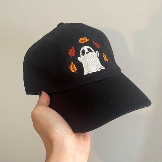 Fall Ghost Dad Hat- Embroidered Halloween Baseball Cap