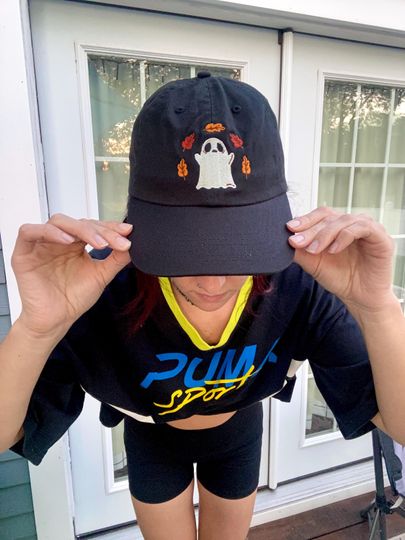 Fall Ghost Dad Hat- Embroidered Halloween Baseball Cap
