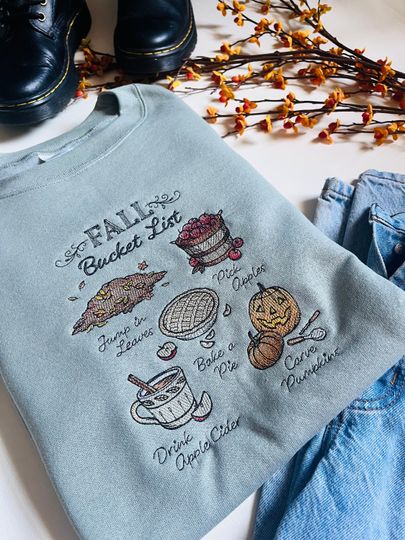Fall Bucket List Embroidered Crewneck | Autumn Sweatshirt