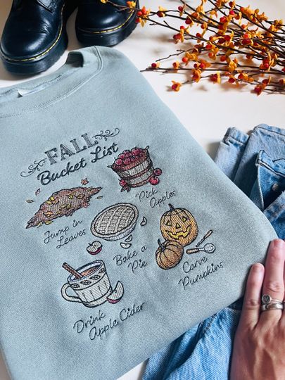 Fall Bucket List Embroidered Crewneck | Autumn Sweatshirt