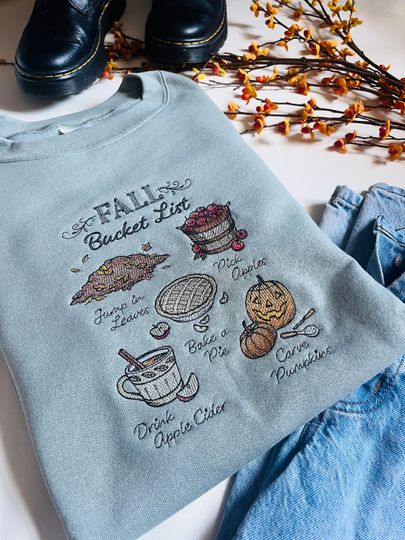 Fall Bucket List Embroidered Crewneck | Autumn Sweatshirt