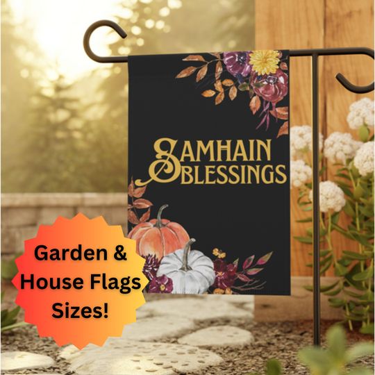 Samhain Blessings Garden Flag, Autumn Fall Outdoor Decor