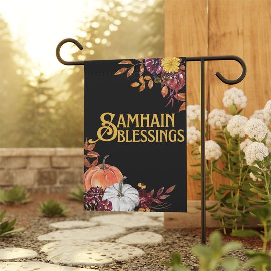 Samhain Blessings Garden Flag, Autumn Fall Outdoor Decor