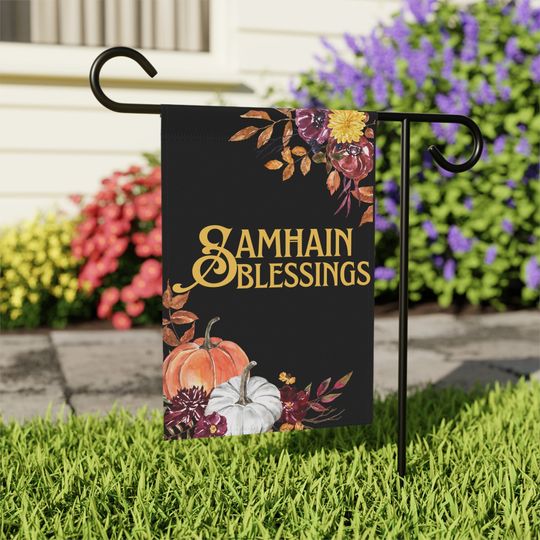 Samhain Blessings Garden Flag, Autumn Fall Outdoor Decor