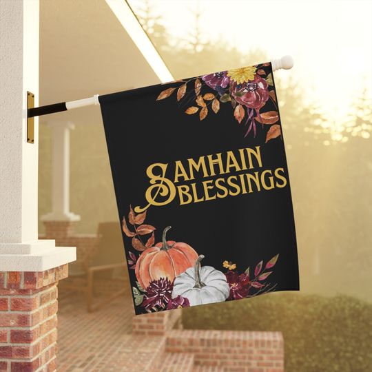 Samhain Blessings Garden Flag, Autumn Fall Outdoor Decor
