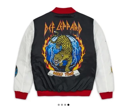 Def Leppard Nylon Bomber Varsity Jacket by REASON