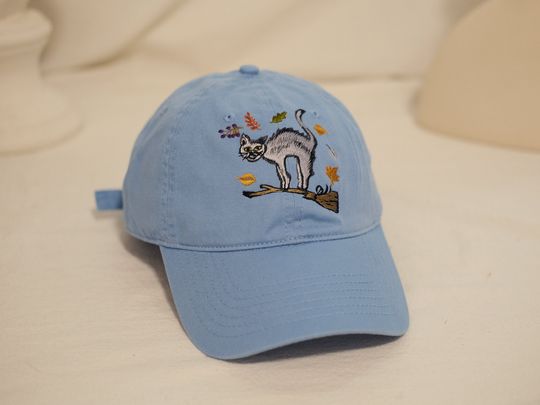 Embroidered Halloween baseball cap--Evil Cat Pattern,Trick or Treat Accessory