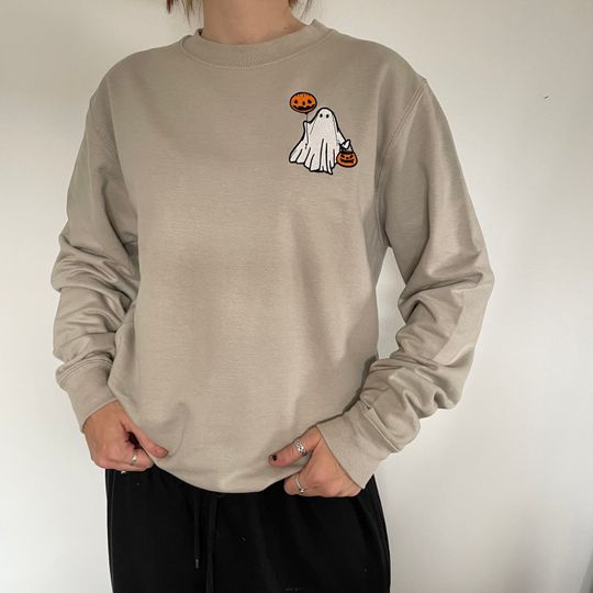 Embroidered Ghost Sweatshirt, halloween jumper, halloween sweatshirt