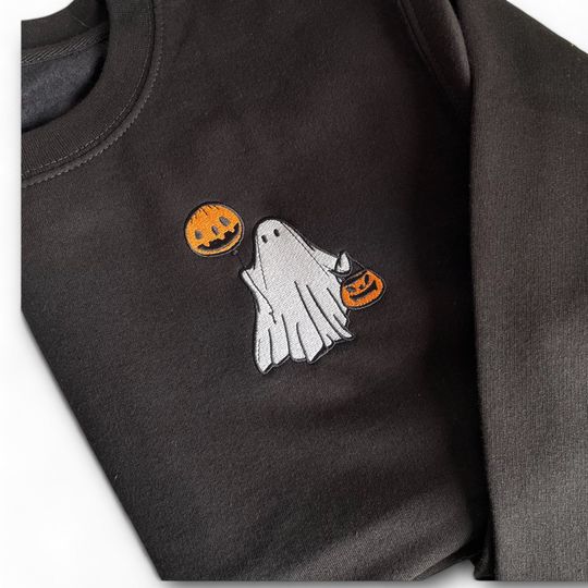 Embroidered Ghost Sweatshirt, halloween jumper, halloween sweatshirt