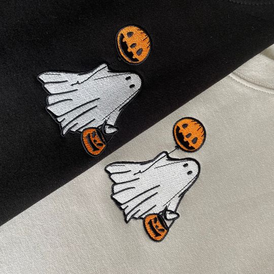 Embroidered Ghost Sweatshirt, halloween jumper, halloween sweatshirt
