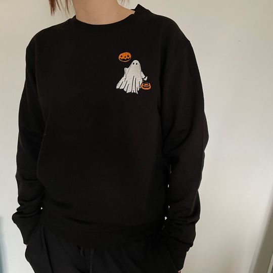 Embroidered Ghost Sweatshirt, halloween jumper, halloween sweatshirt