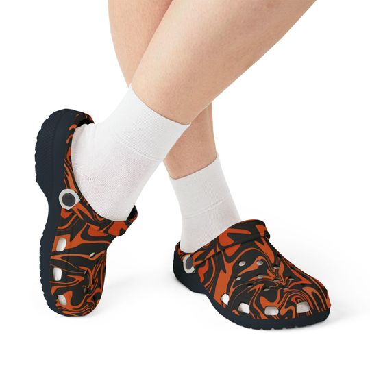 Orange and black marble print EVA foam clogs