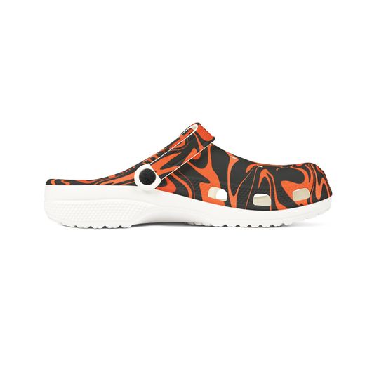 Orange and black marble print EVA foam clogs