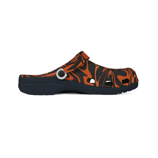 Orange and black marble print EVA foam clogs