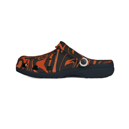 Orange and black marble print EVA foam clogs