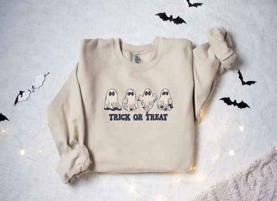 Embroidered Teacher Halloween Sweatshirt, Embroidered Trick or Teach Sweatshirt