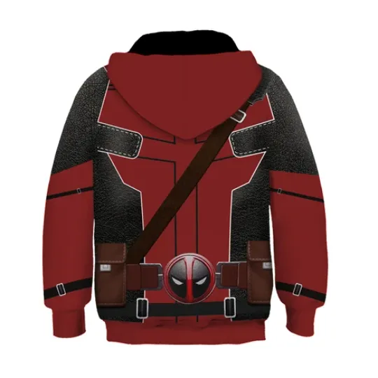 Kids Deadpool And Wolverine Cosplay Hoodie Boys Wade Winston Wilson Pullover Coat