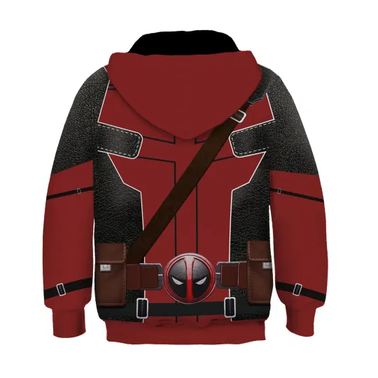 Kids Deadpool And Wolverine Cosplay Hoodie Boys Wade Winston Wilson Pullover Coat