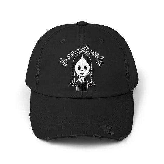 Wednesday Hat I am not Perky distressed cap Halloween accessory Wednesday Addams baseball